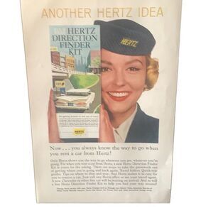 Vintage 1959 Hertz Rent a Car Direction Finder Kit Ad Advertisement